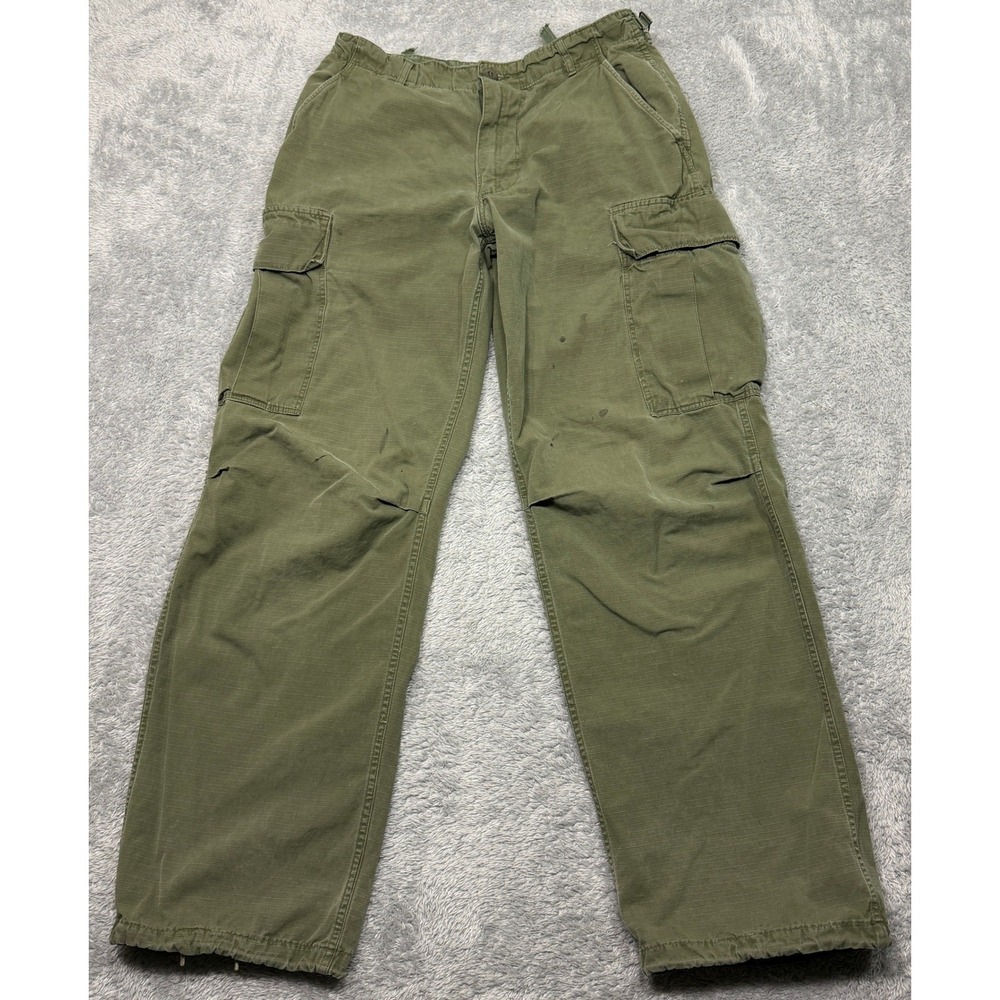 Vintage 60s OG 107 Cargo Pants Ripstop Poplin US Military Cargo Mens 30x31 Green